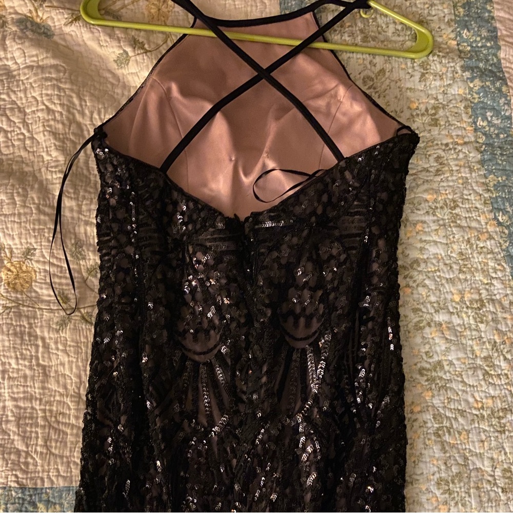 Sparkly, floor length black formal dress